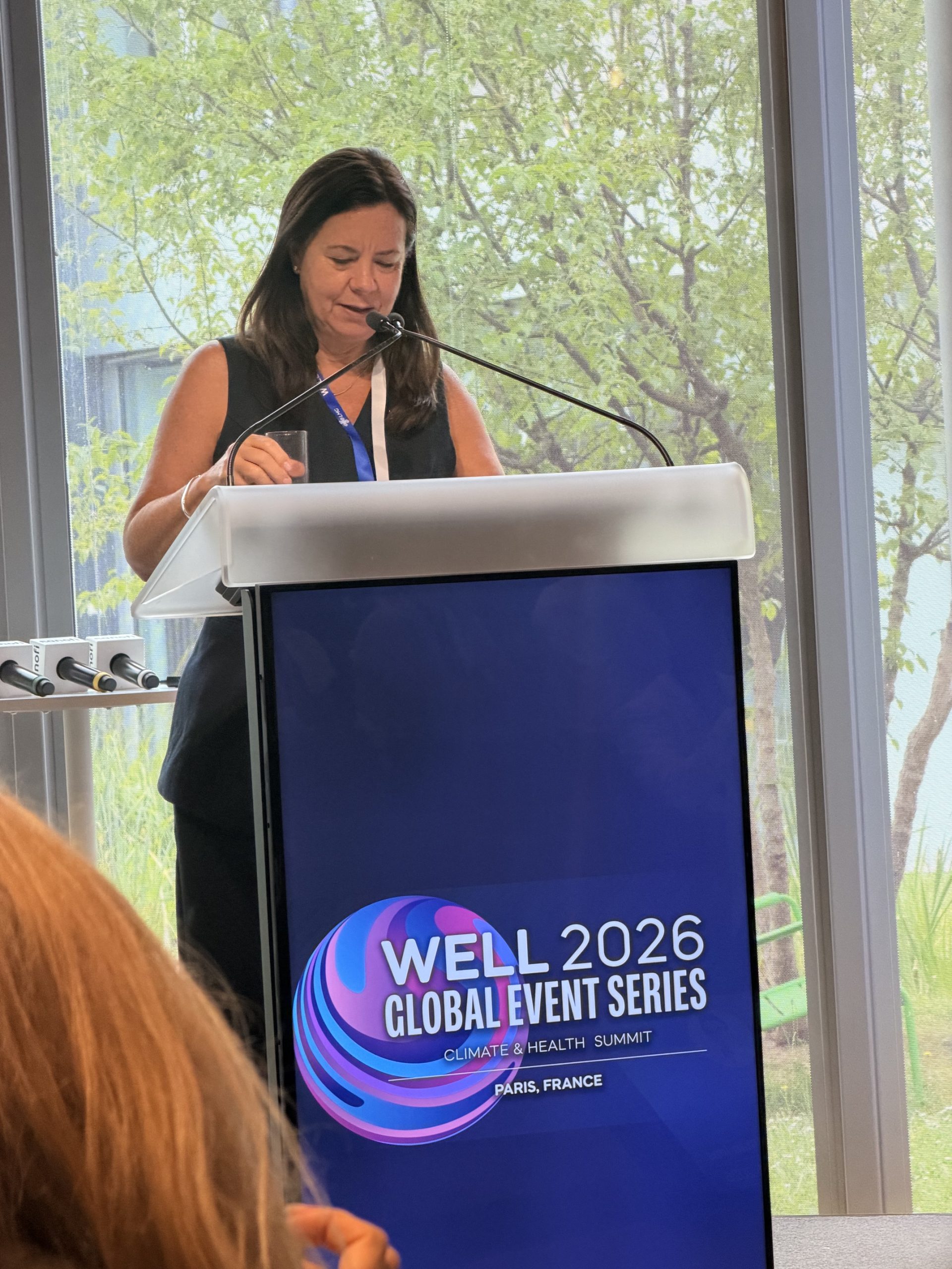 Ann-Marie Aguilar · WELL 2026 Paris · BEE Incorporations Ann-Marie Aguilar, Senior Vice President EMEA at IWBI, delivering opening remarks at WELL 2026 Paris